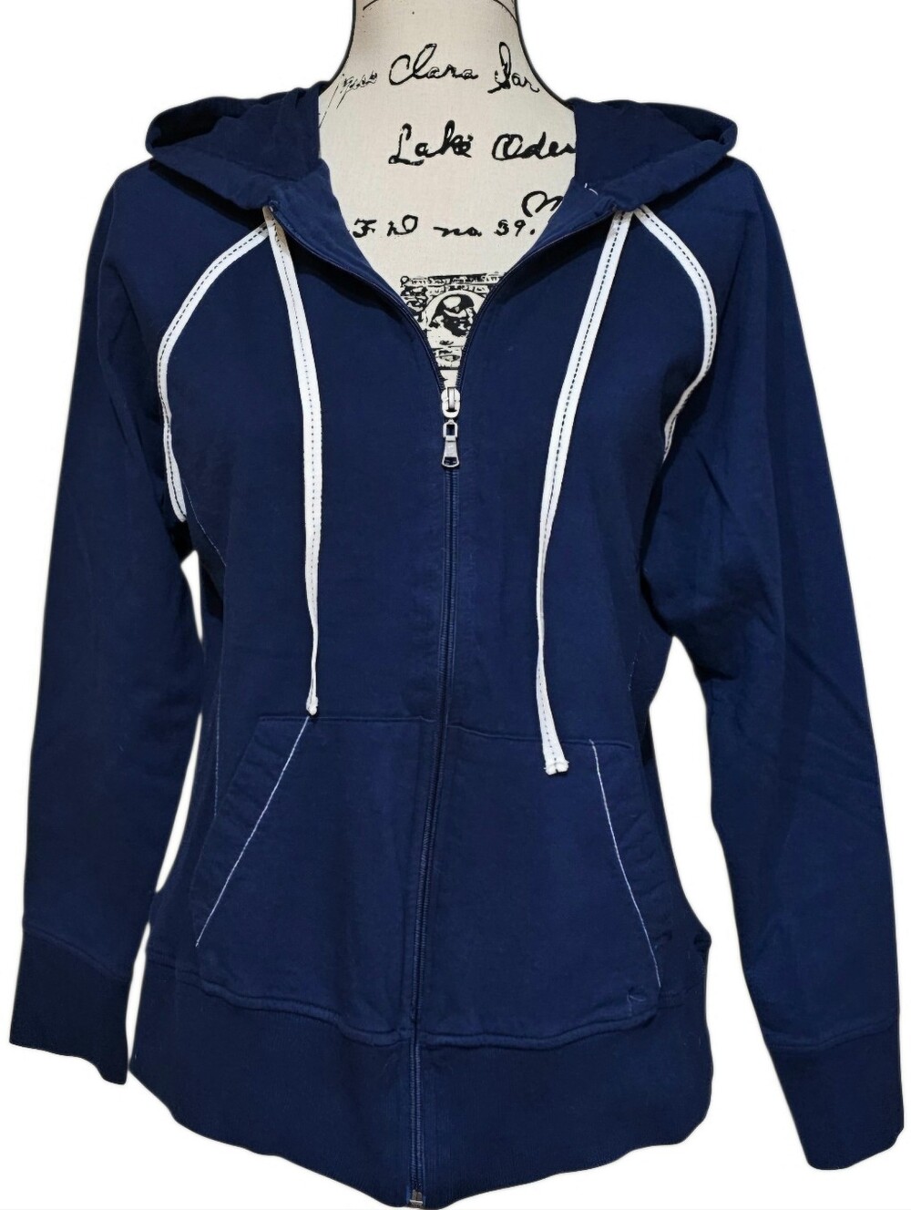 Danskin Navy Full‑Zip Hoodie with White Trim - Picture 5 of 7